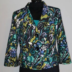 Kasper Dress Suit Jacket Paisley Floral Design Size 12 Excellent